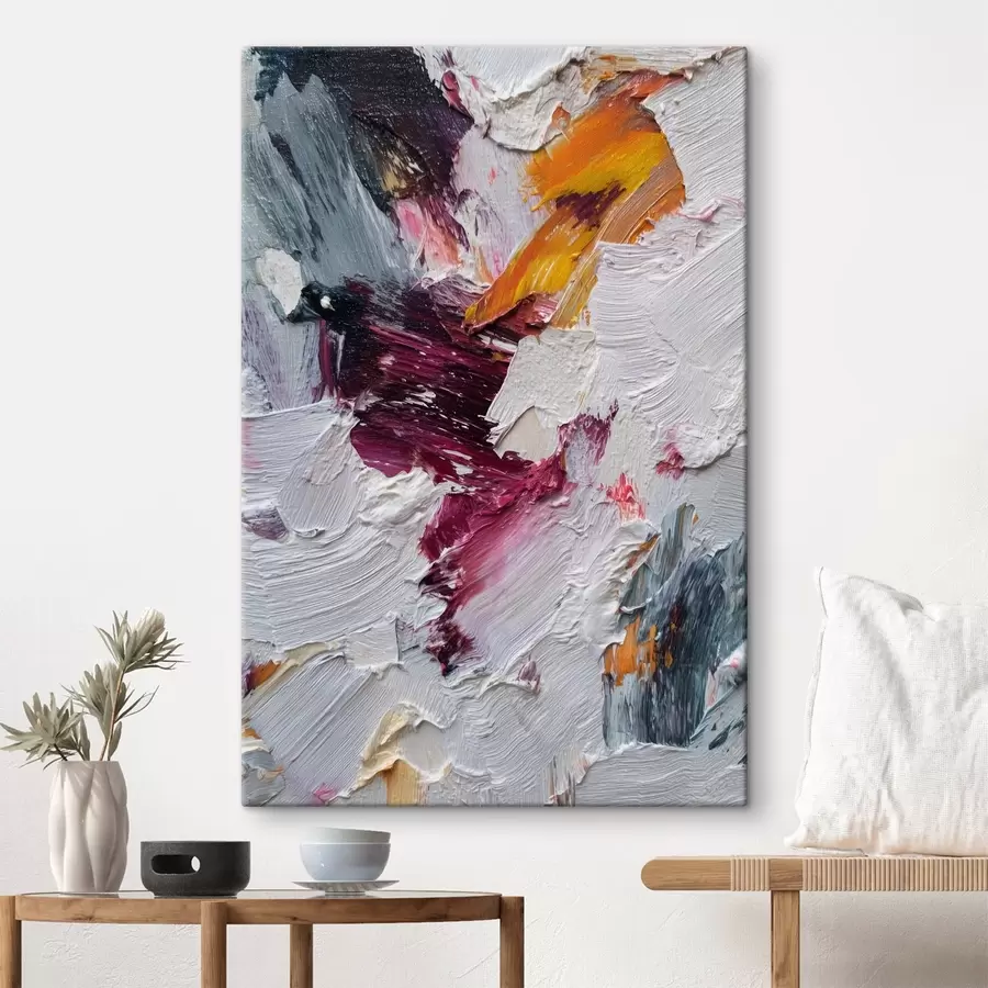 carta da parati Composizione astratta con intense pennellate color ciliegia e arancione in stile pittura a olio nr. s46959