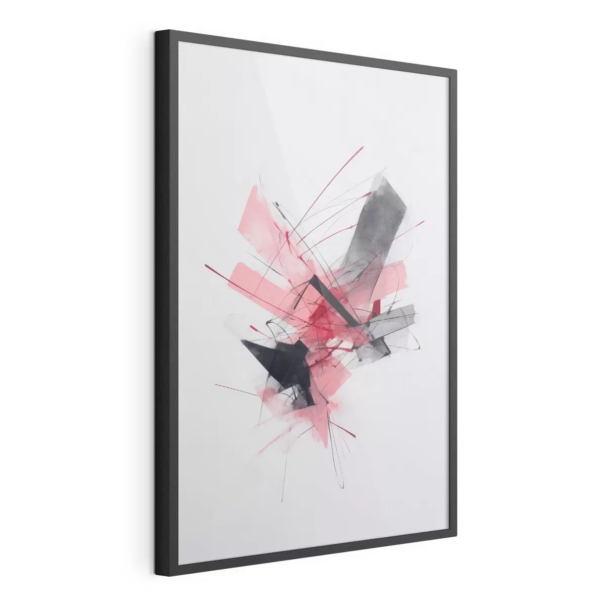 Poster Astratto con elementi geometrici rosa e neri f46950
