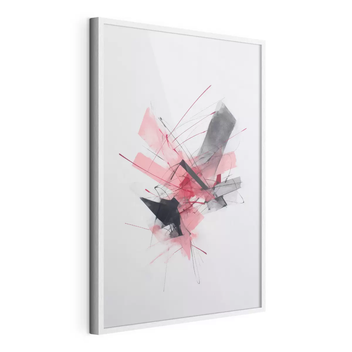 Poster Astratto con elementi geometrici rosa e neri f46950