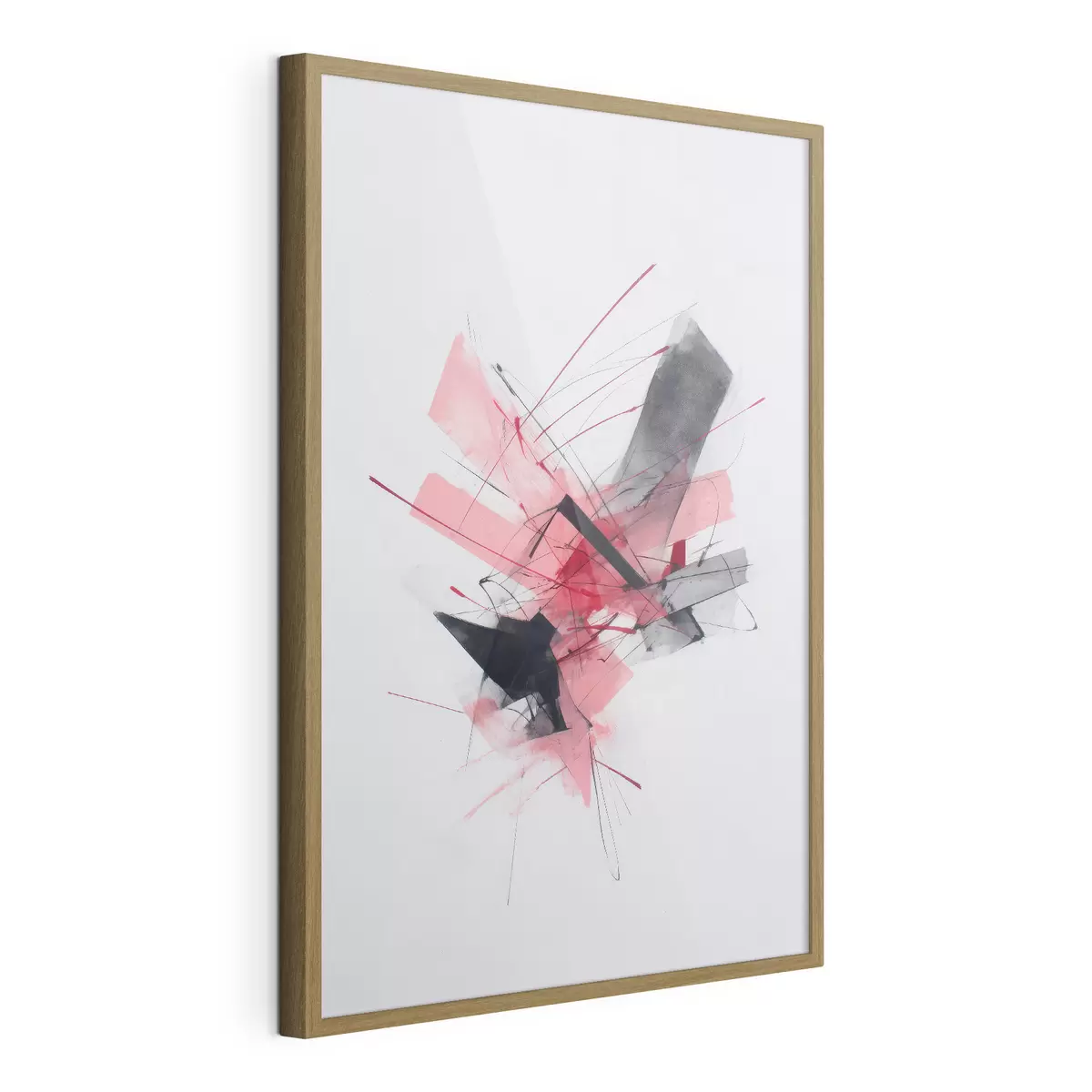 Poster Astratto con elementi geometrici rosa e neri f46950