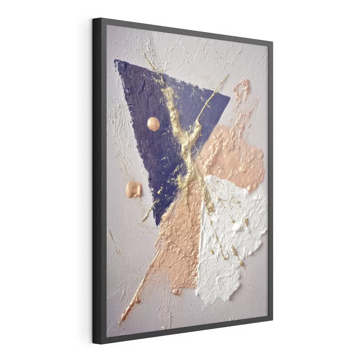 Poster Composizione astratta con un triangolo blu scuro e pennellate in rilievo in stile pittura a olio f46953