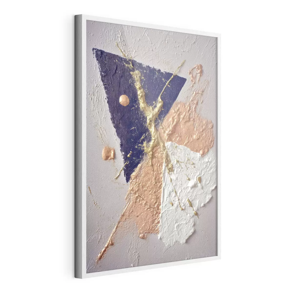 Poster Composizione astratta con un triangolo blu scuro e pennellate in rilievo in stile pittura a olio f46953