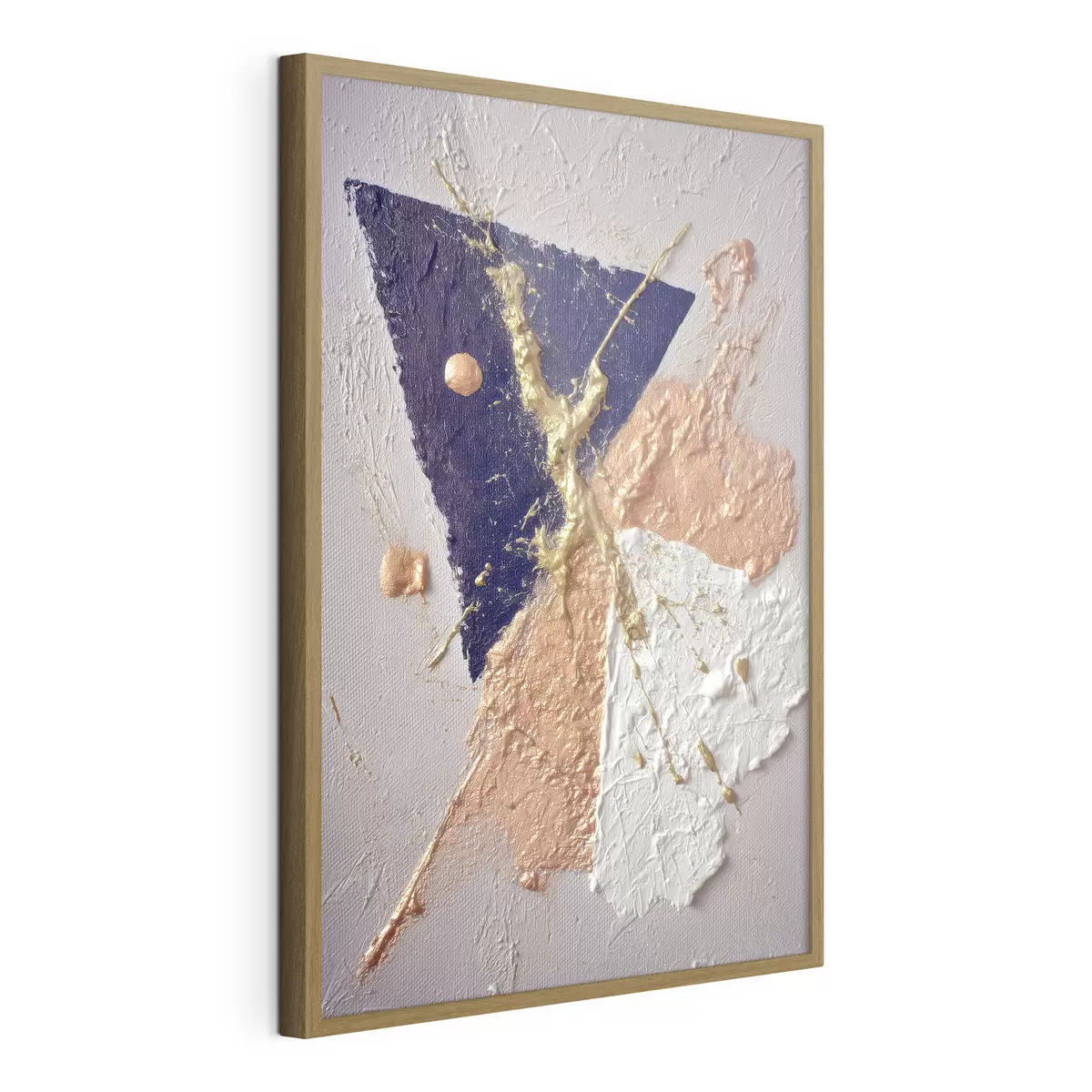 Poster Composizione astratta con un triangolo blu scuro e pennellate in rilievo in stile pittura a olio f46953