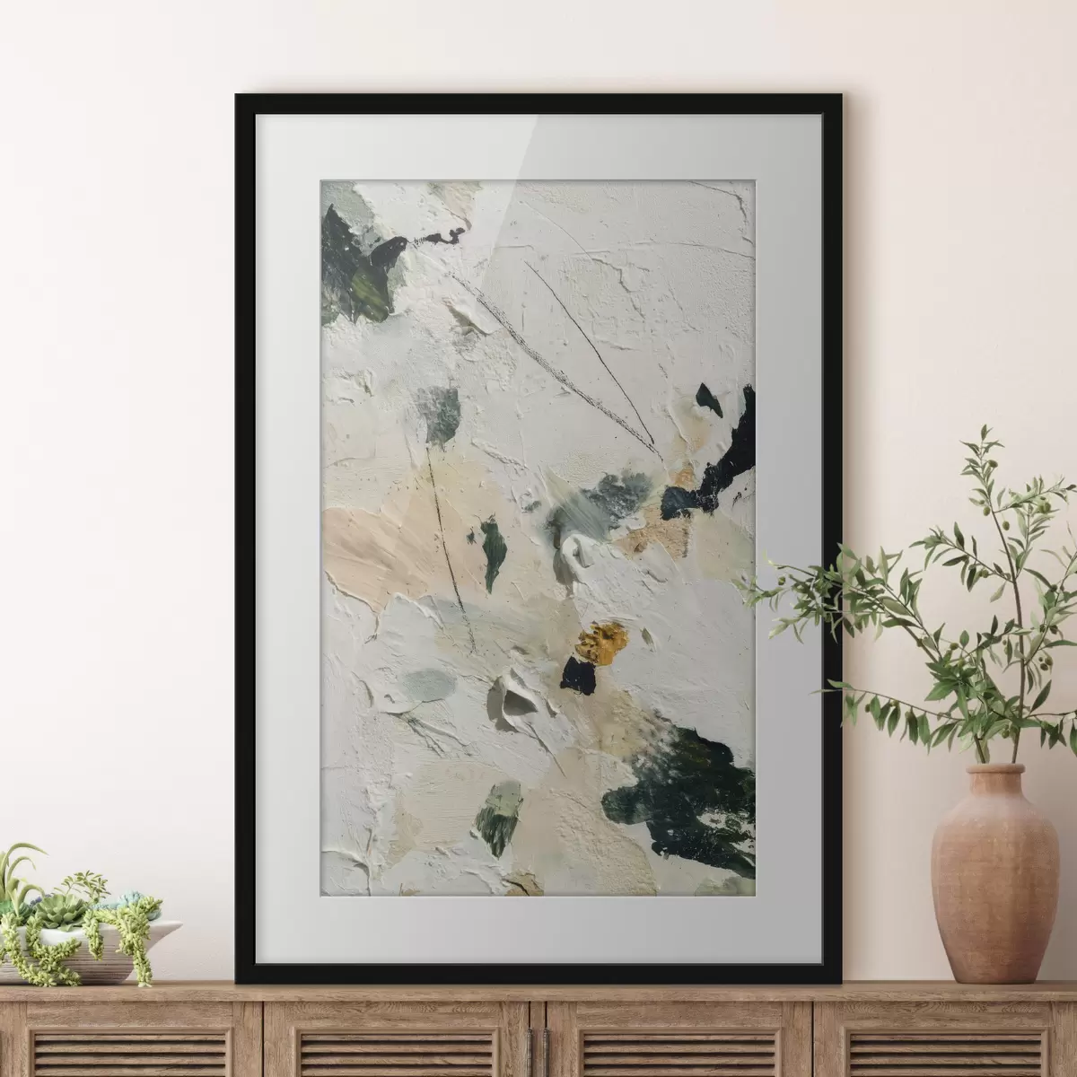 Poster Scena espressiva con texture multistrato e palette pastello in stile pittura a olio f46961