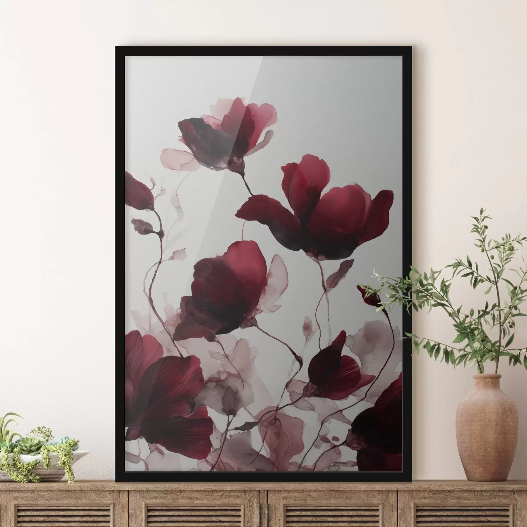 carta da parati Delicati papaveri con effetto sfocato in stile acquerello armonioso nr. f46962