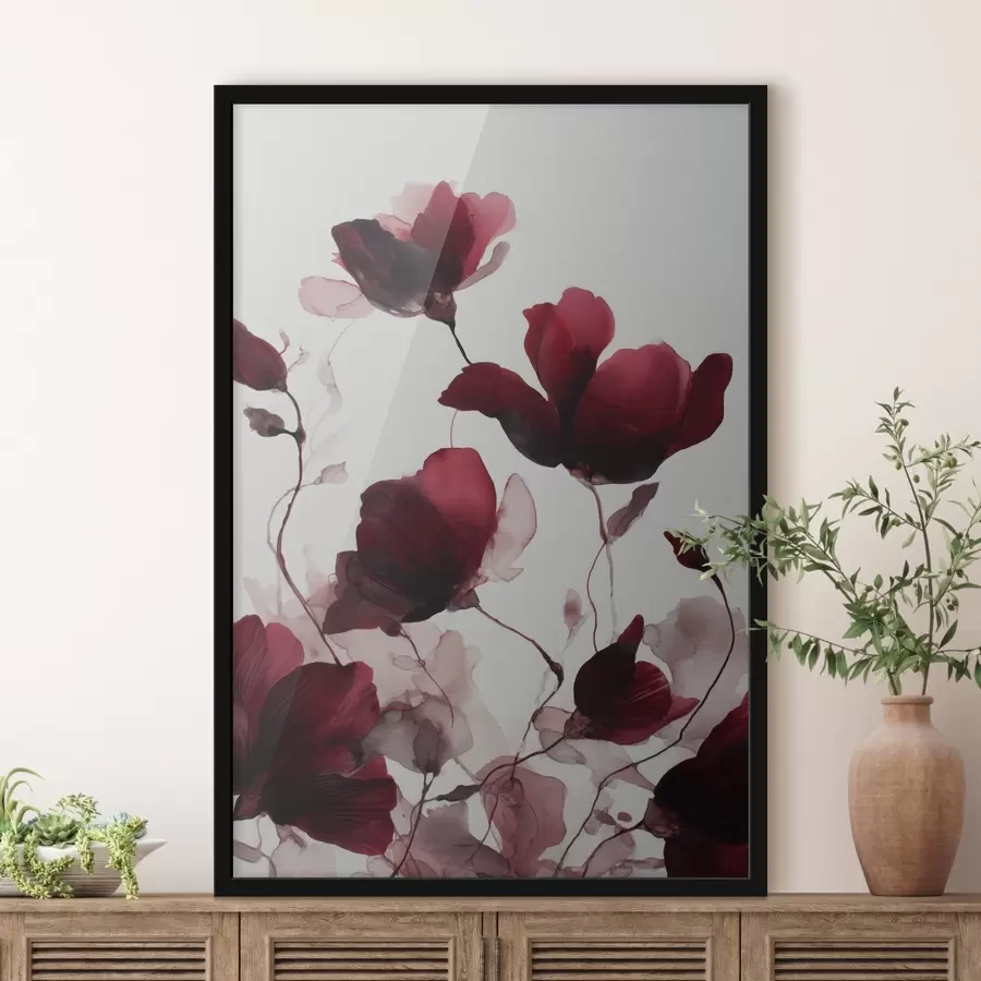 carta da parati Delicati papaveri con effetto sfocato in stile acquerello armonioso nr. f46962