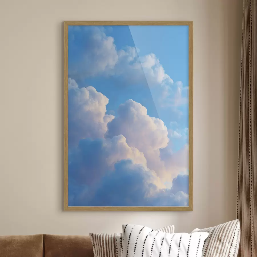carta da parati Nuvole voluminose in una delicata palette di blu e rosa in stile grafico digitale fotorealistico nr. f47088