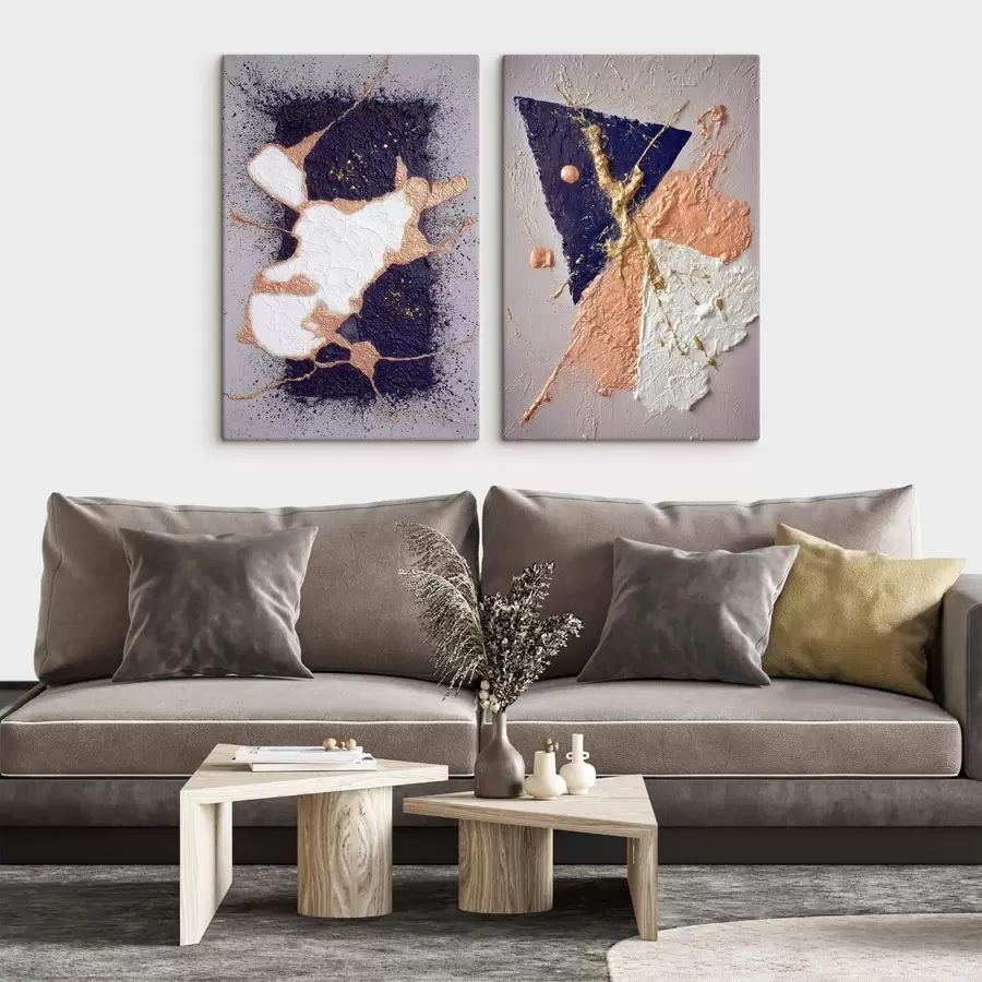 carta da parati Pittura astratta in una tavolozza scura con accenti di giallo brillante nr. m01095