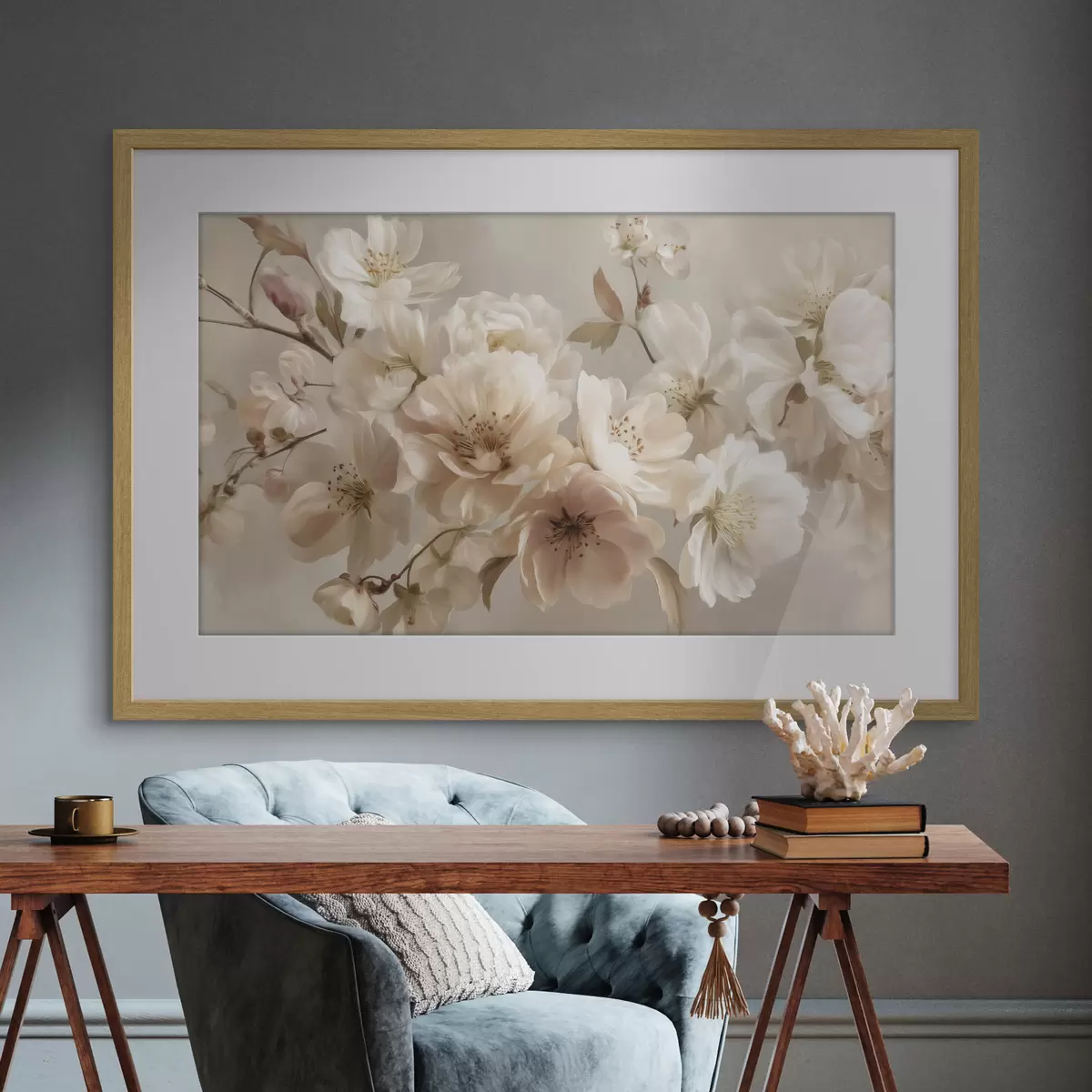 Poster Ramo di fiori crema f47646