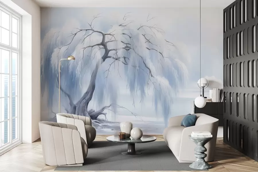 Carta da parati nature Albero dipinto rigoglioso 