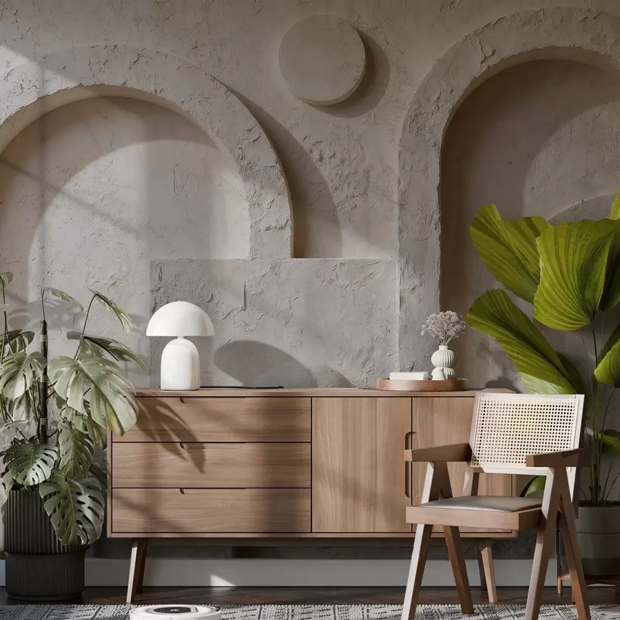 Carta da parati 3D Geometria volumetrica in calcestruzzo 