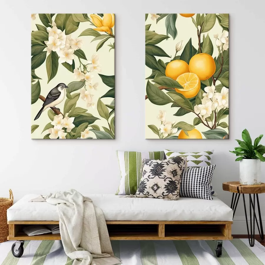 carta da parati Uccello sui rami di limone nr. m01288