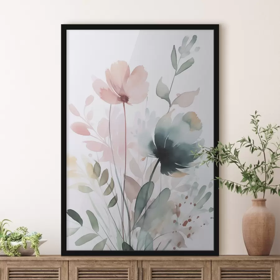 carta da parati Acquerello che imita la vegetazione nr. f47725