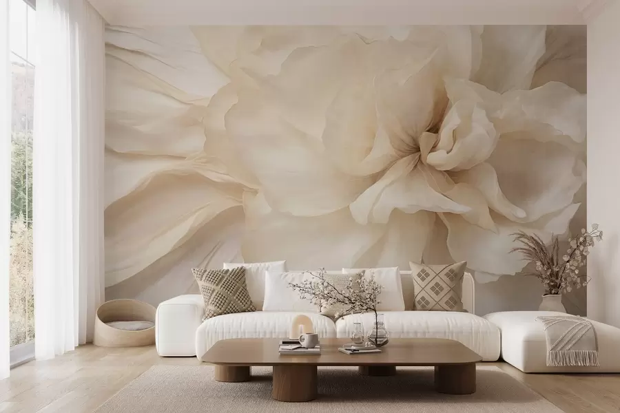 Carta da parati Floreale Fiore delicato e leggero con petali traslucidi, sfondo astratto morbido n. w09632