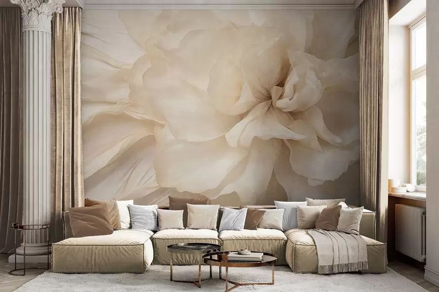 Carta da parati Floreale Fiore delicato e leggero con petali traslucidi, sfondo astratto morbido n. w09632