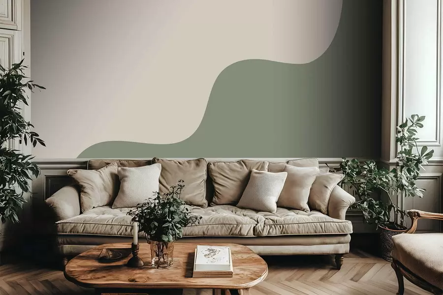 carta da parati Forme astratte morbide nei toni del beige chiaro e del verde nr. w05097