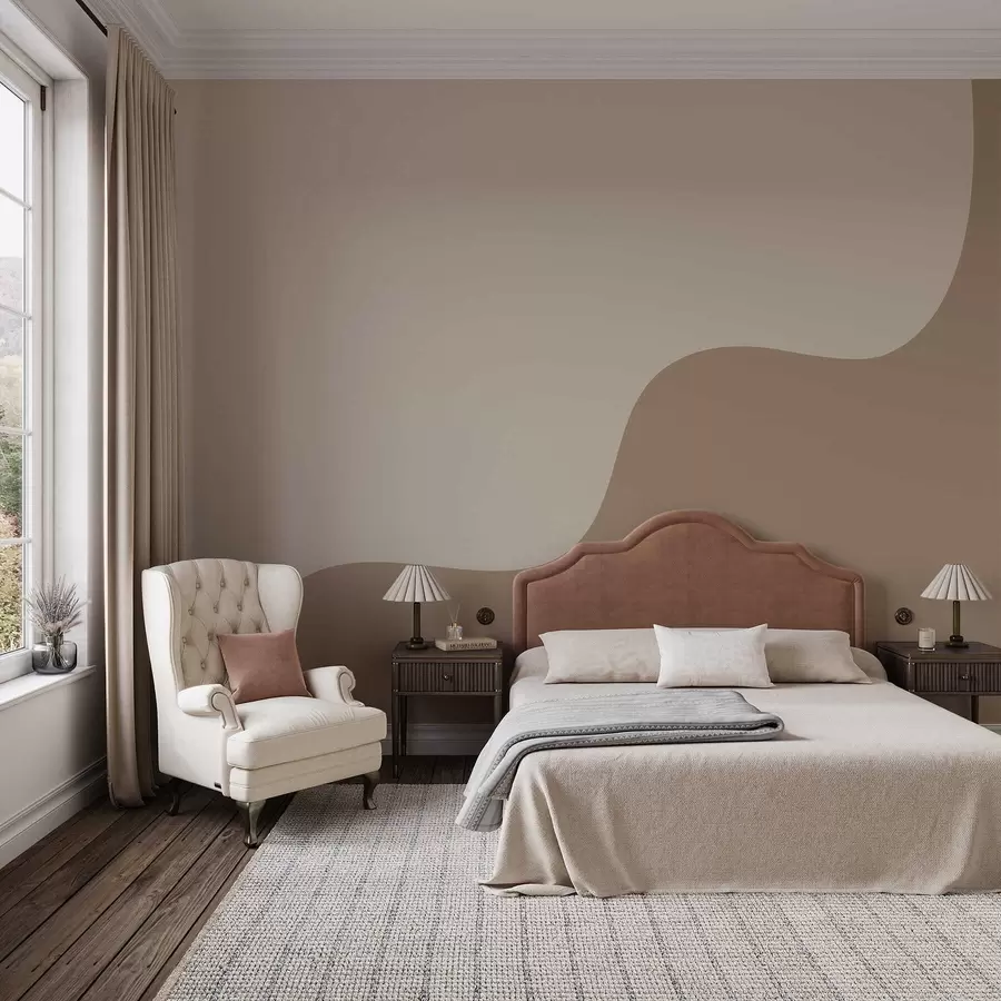 carta da parati Forme astratte morbide nei toni del beige chiaro e del marrone nr. w05097v2