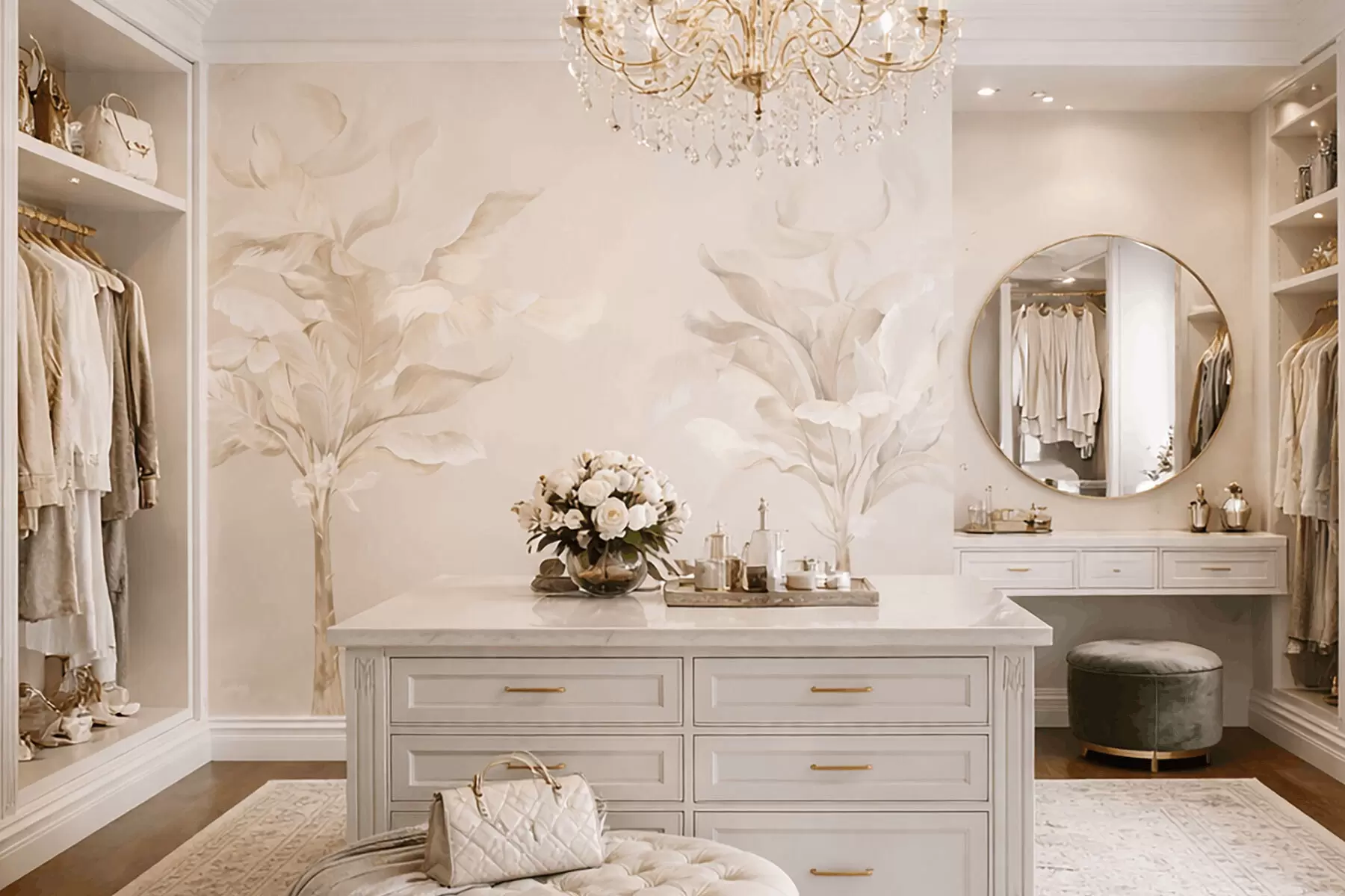 carta da parati Piante decorative ariose dai toni caldi e cremosi nr. w05126