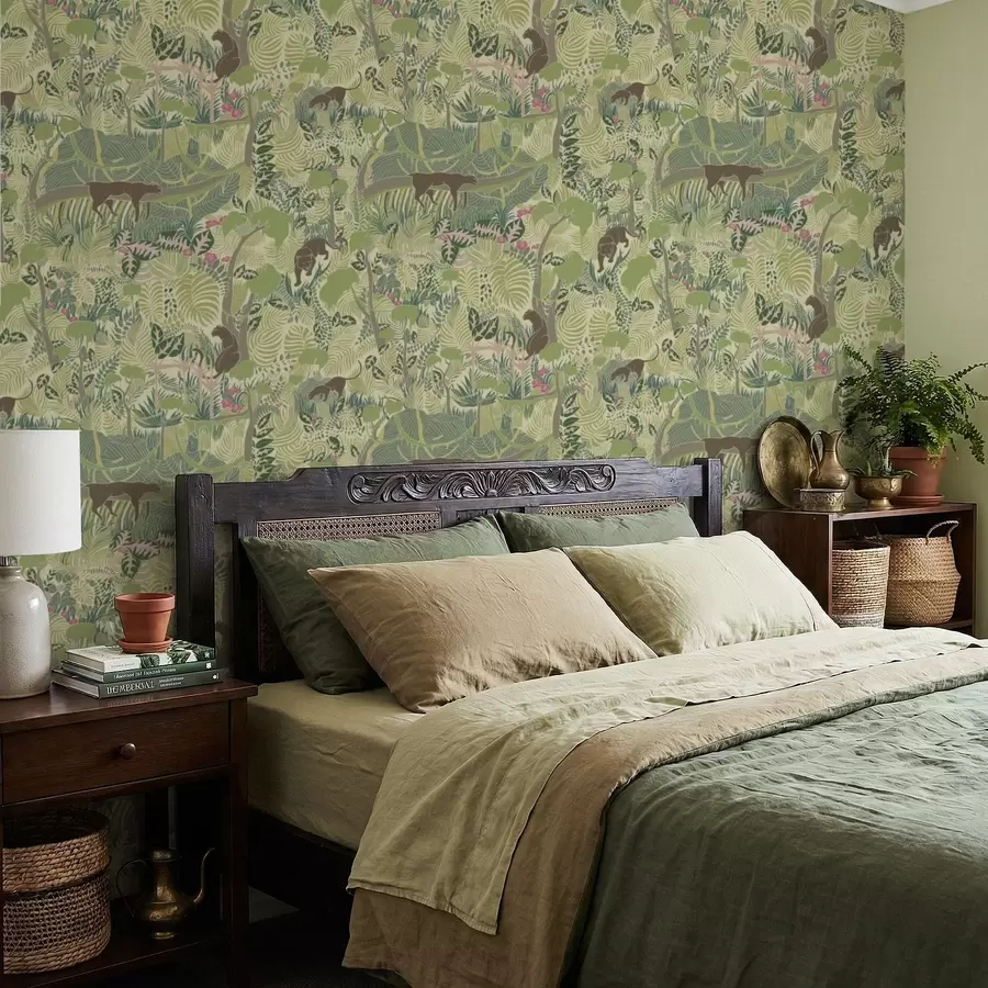 carta da parati Scena forestale con animali e fitta vegetazione nr. a01108