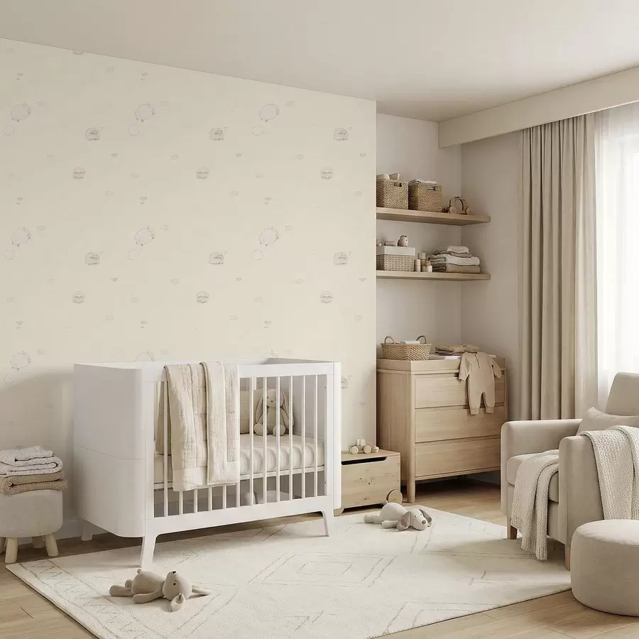 carta da parati Grazioso motivo con pecore e cuoricini nr. a01109