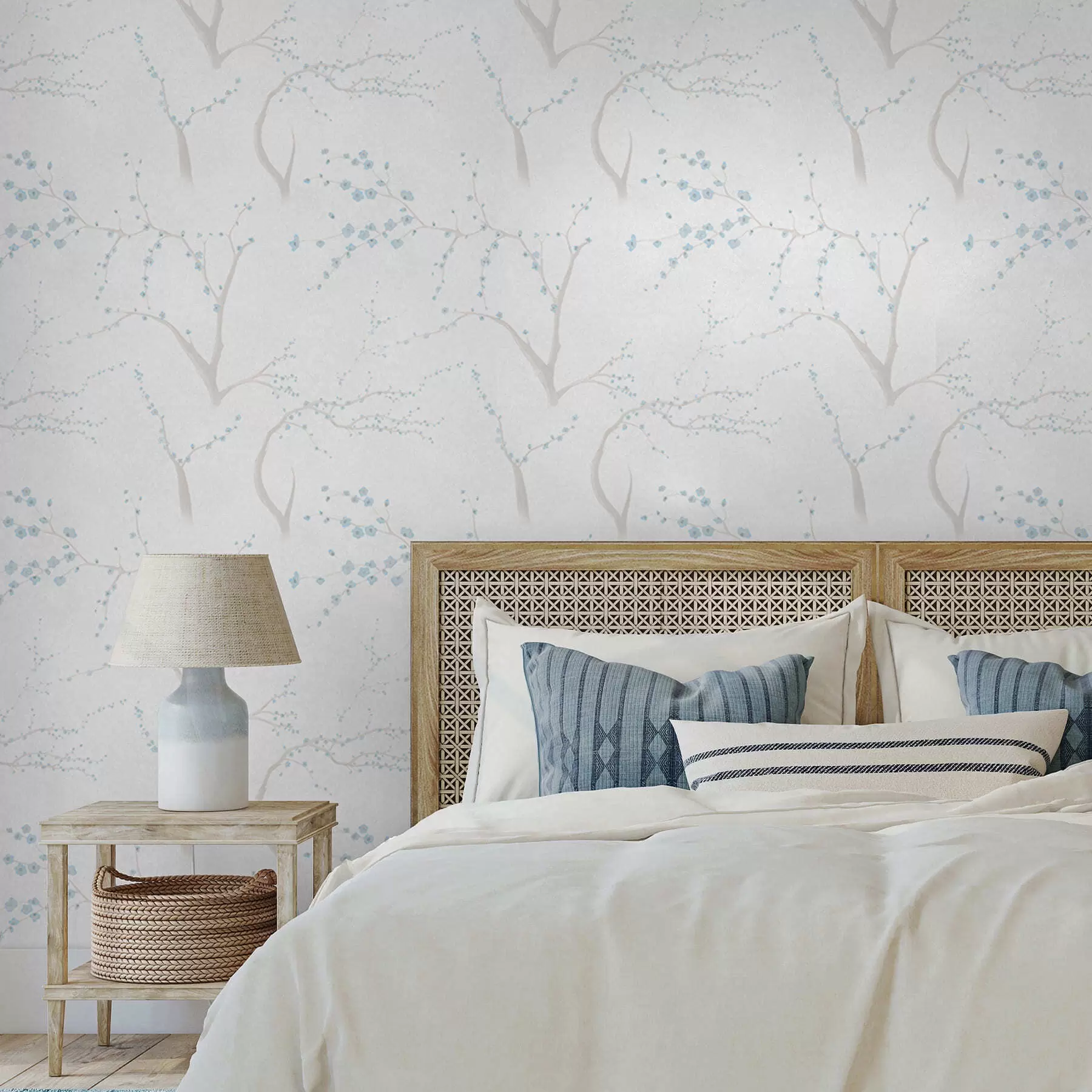 carta da parati Rami leggeri con fiori blu nr. a01111