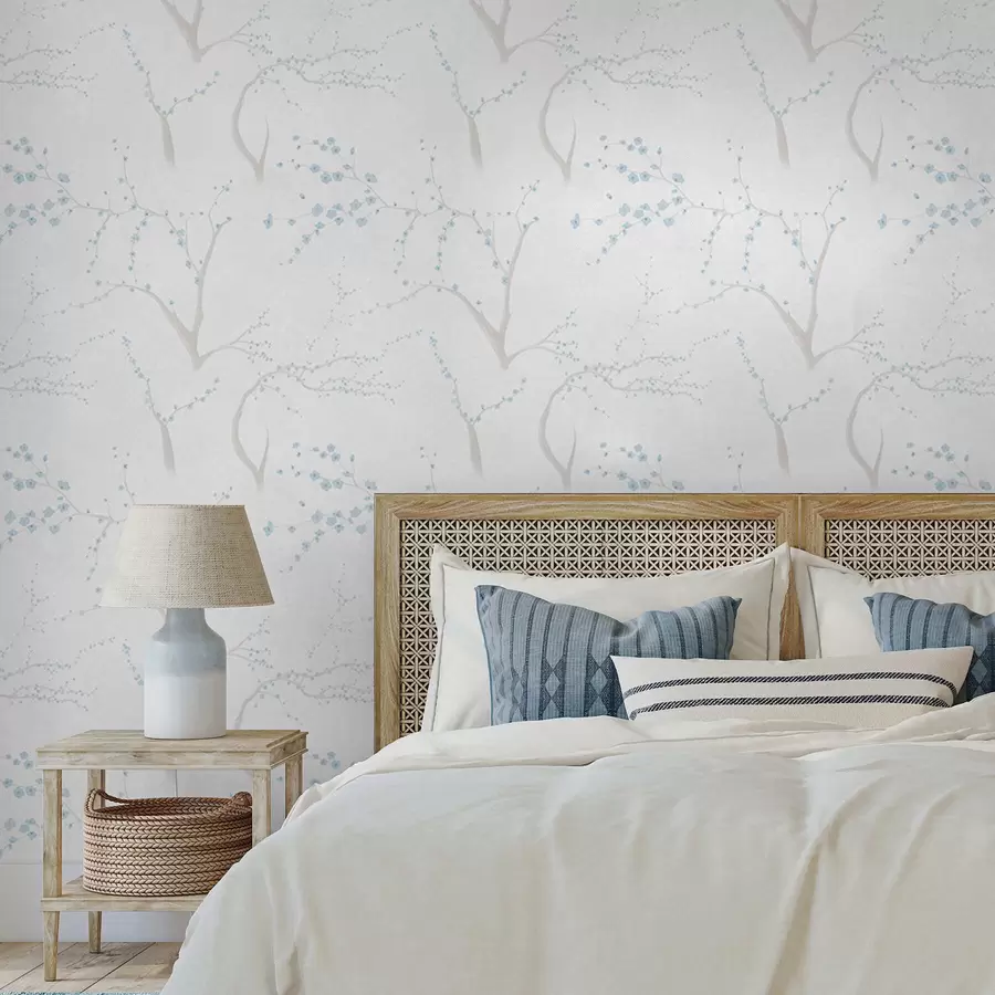 carta da parati Rami leggeri con fiori blu nr. a01111