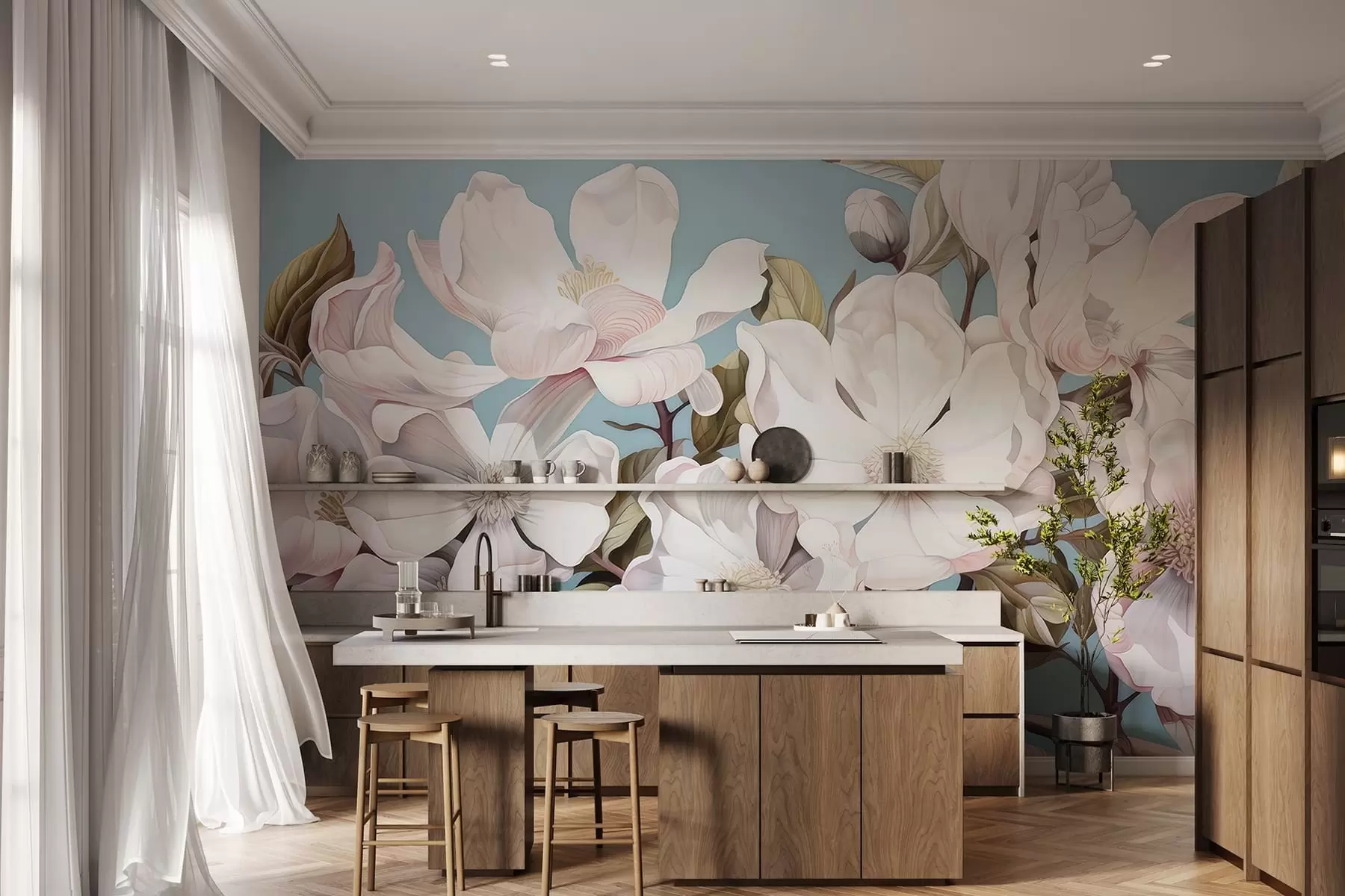 Carta da parati Floreale Fiori rigogliosi su un ramo di albero n. w05178