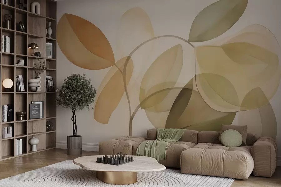 carta da parati Foglie astratte imitazione di pittura nr. w05208