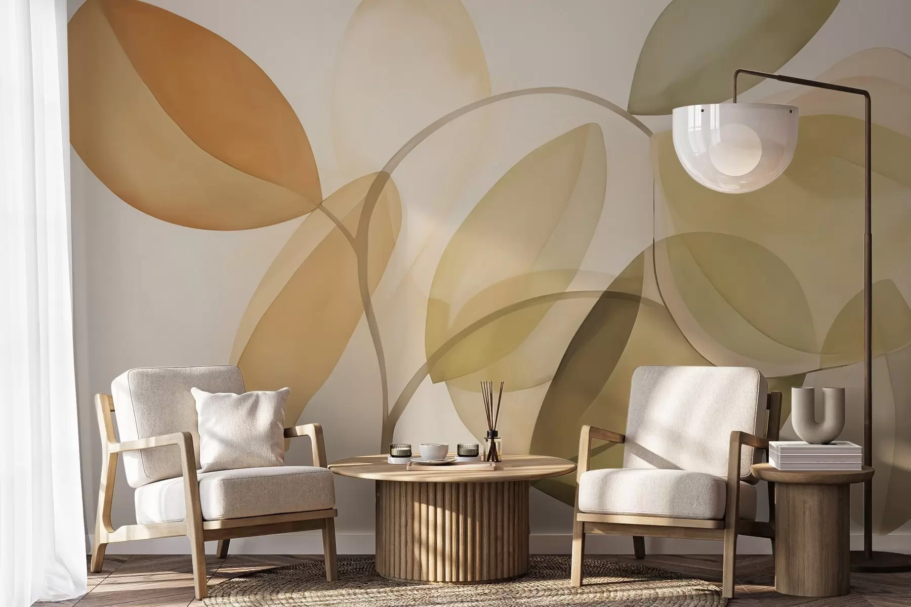 carta da parati Foglie astratte imitazione di pittura nr. w05208