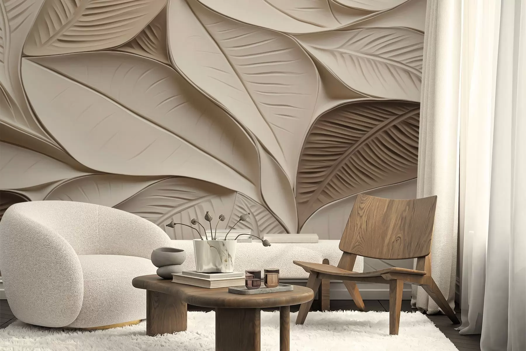 carta da parati Foglie astratte con venature nr. w05209