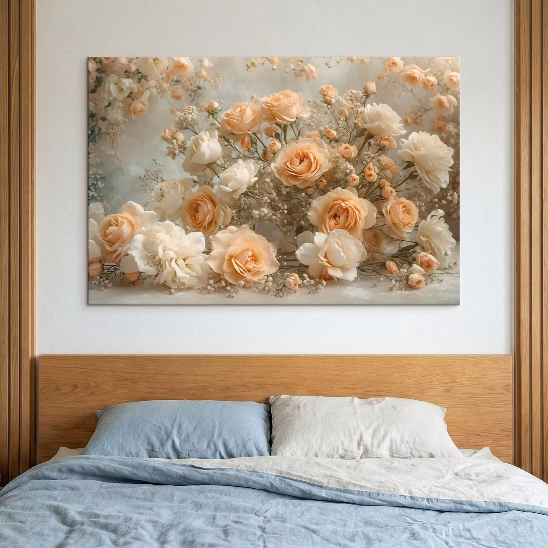 carta da parati Delicate rose color crema in una grande composizione floreale nr. s47279