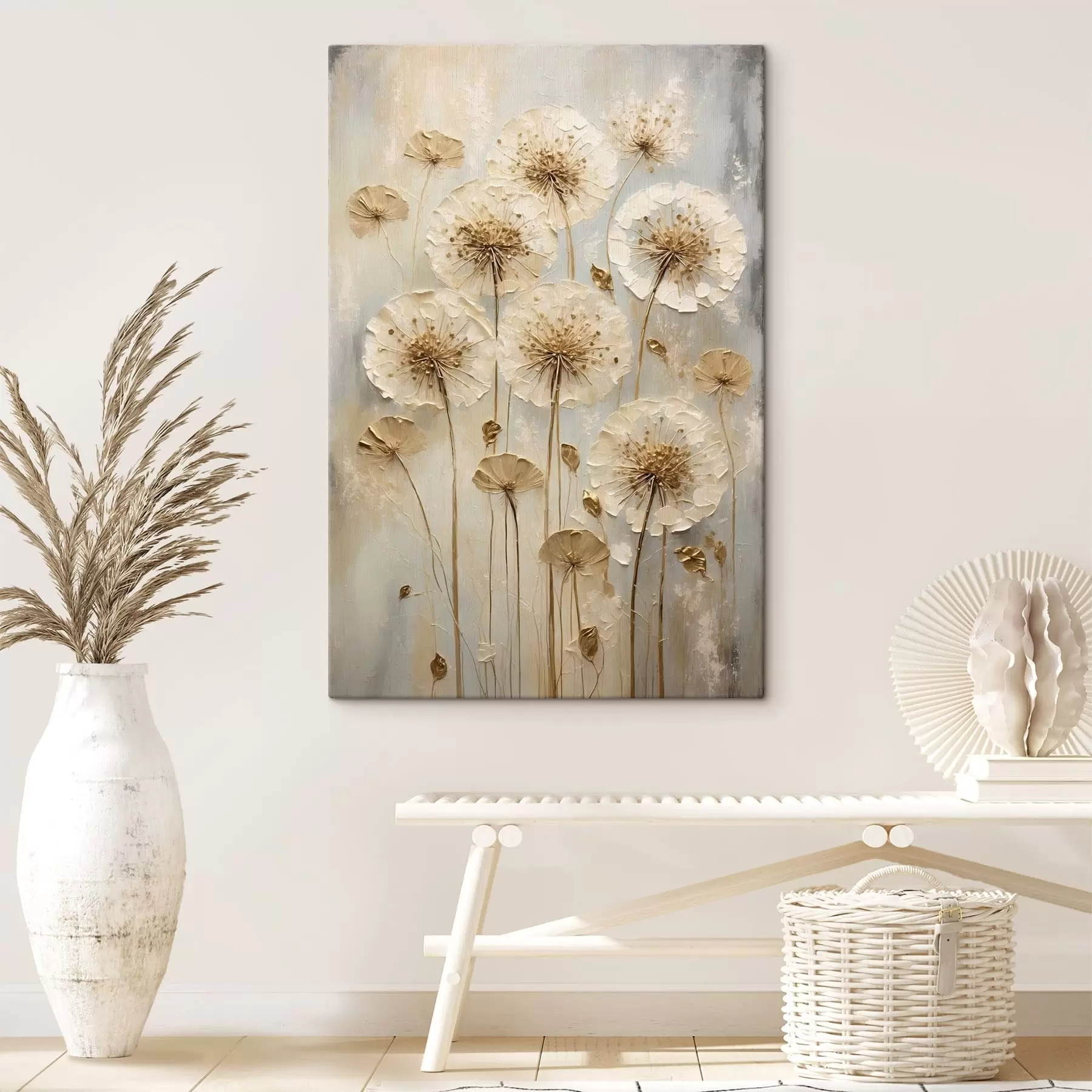 carta da parati Fiori alti color crema su sfondo chiaro nr. s47282