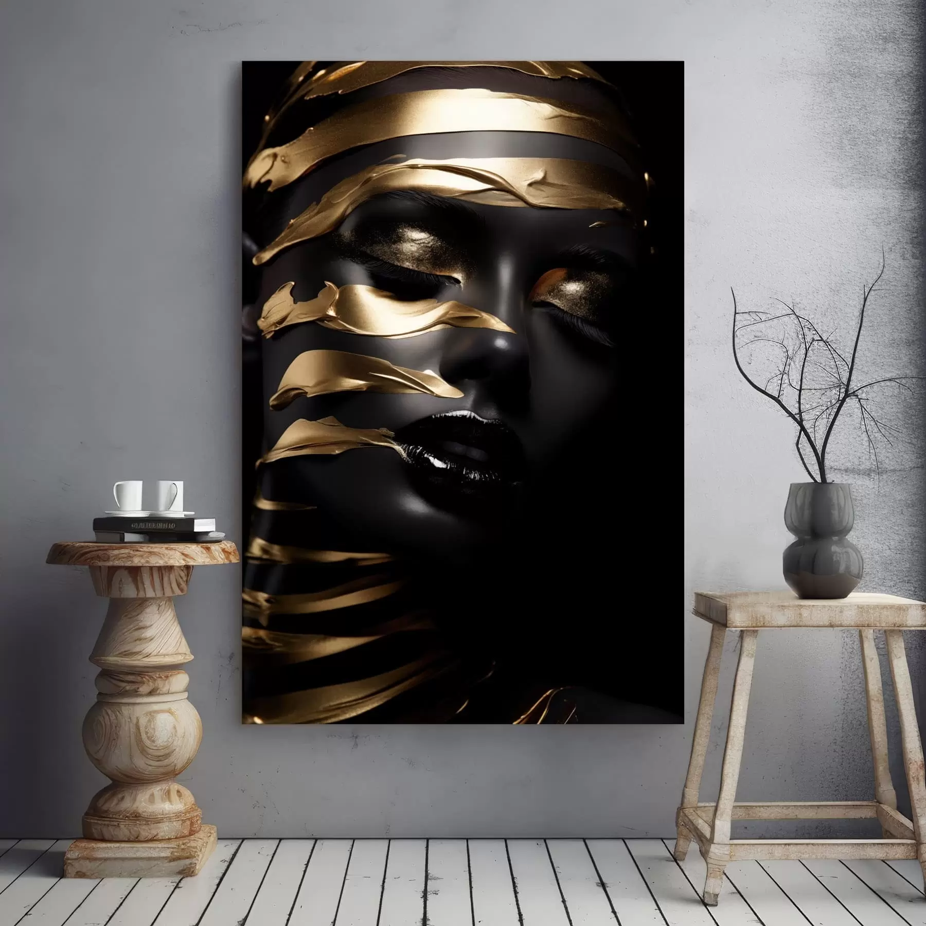 carta da parati Viso con tonalità scura e strisce nr. s47321