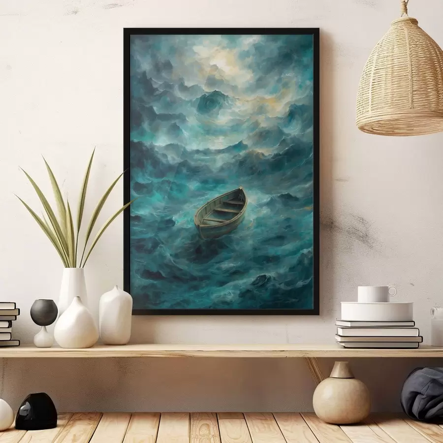 carta da parati Barca sulle onde in un mare in tempesta nr. f47272