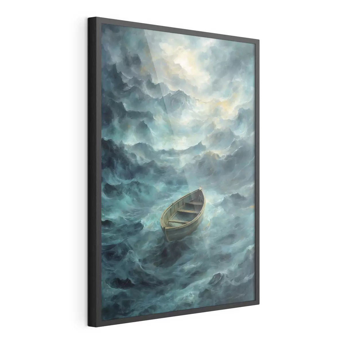 Poster Barca sulle onde in un mare in tempesta f47272
