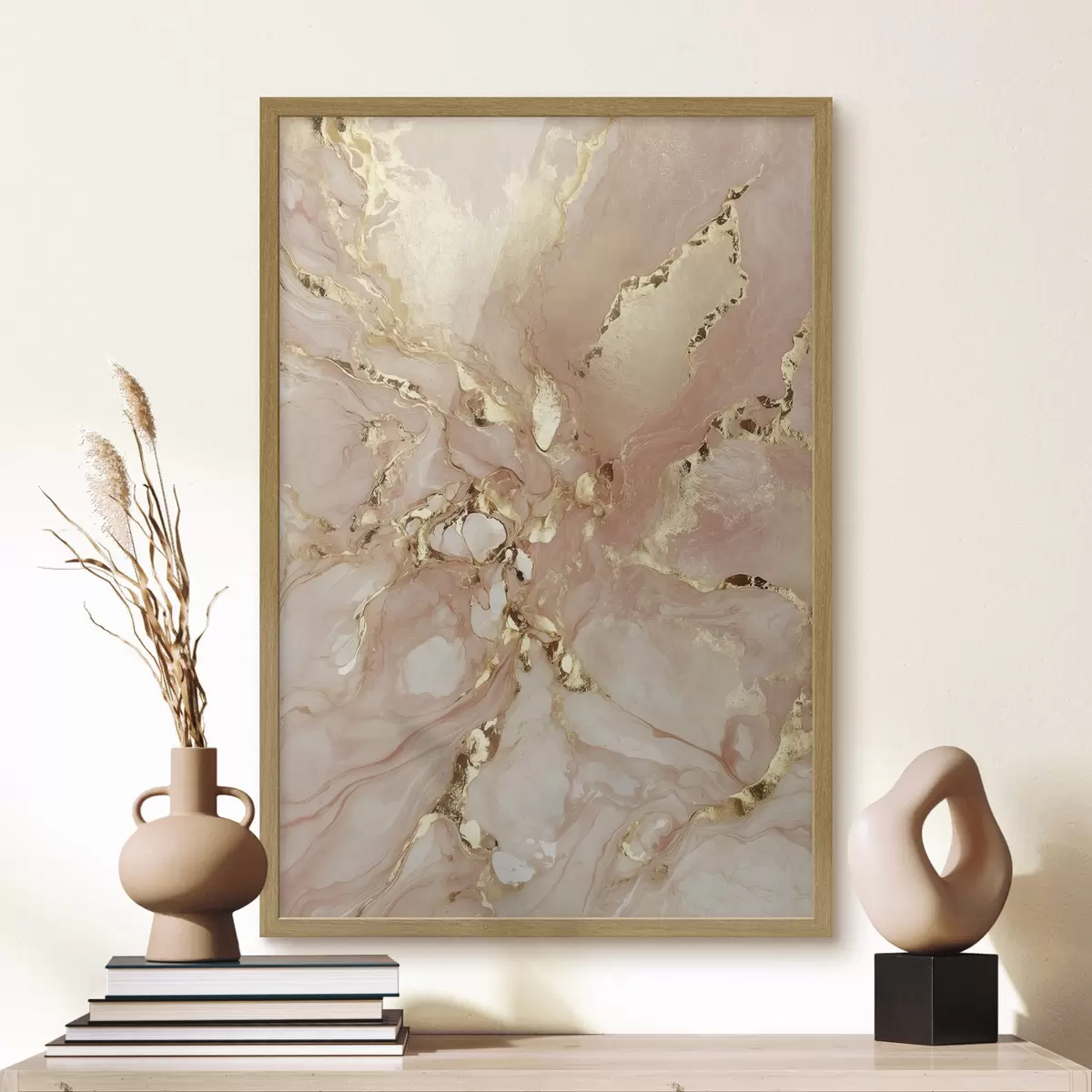 Poster Motivi astratti rosa e bianchi con accenti f47273