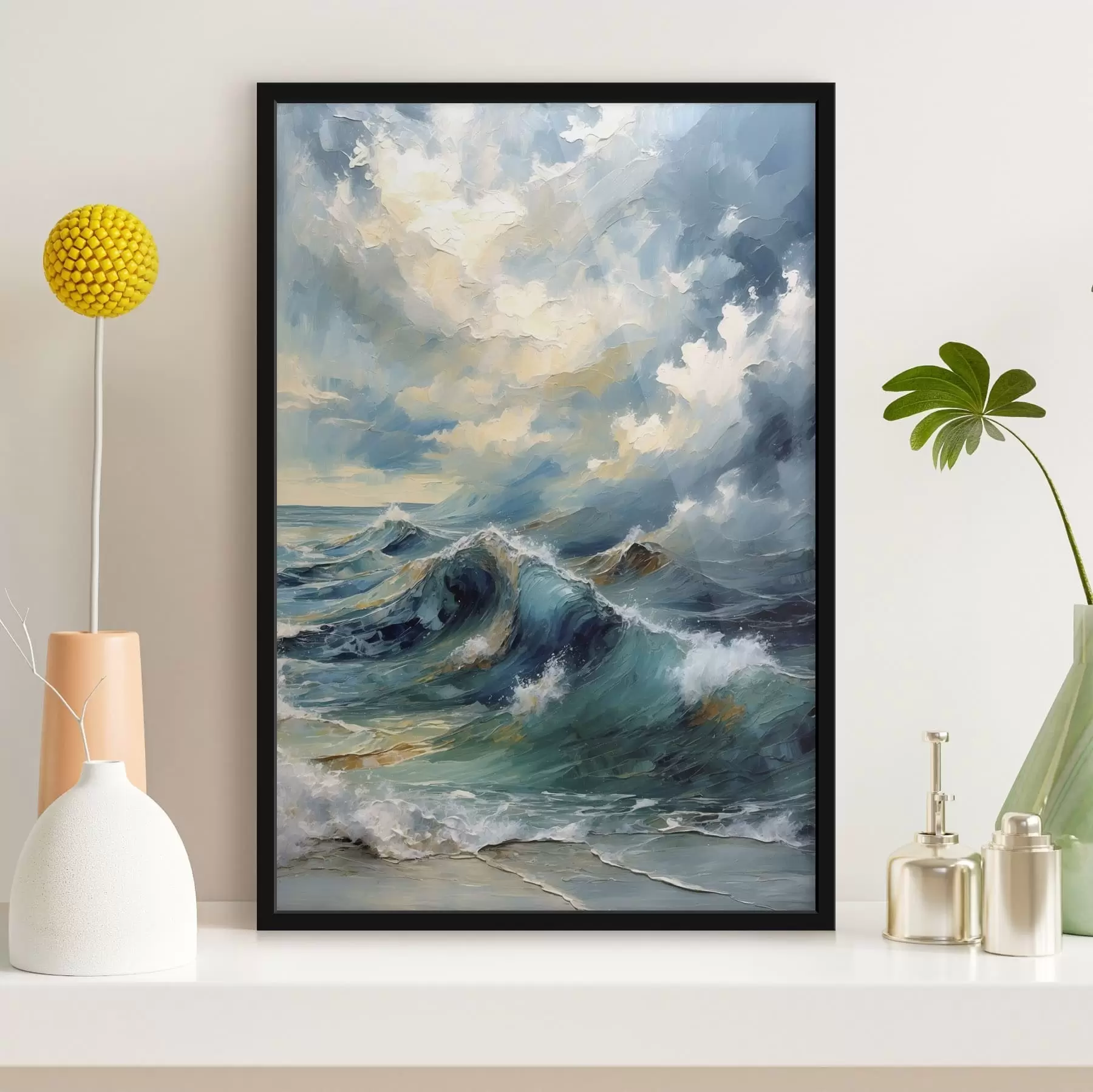 carta da parati Onde del mare sotto un cielo nuvoloso e luminoso nr. f47275