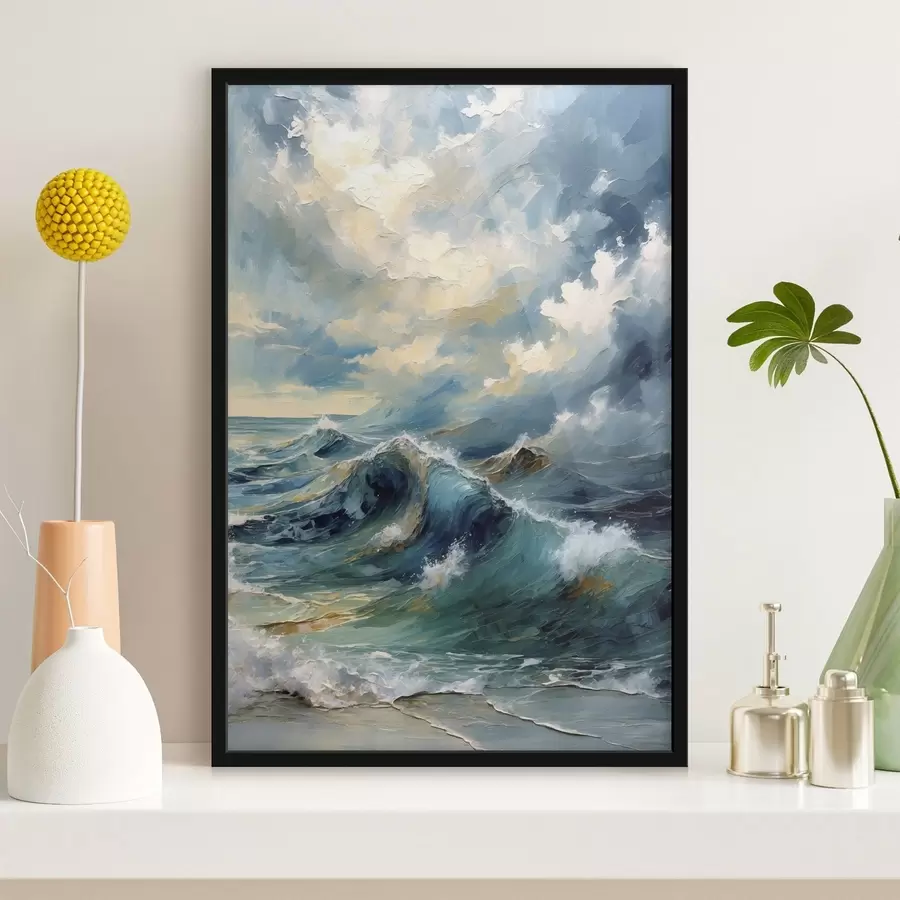 carta da parati Onde del mare sotto un cielo nuvoloso e luminoso nr. f47275