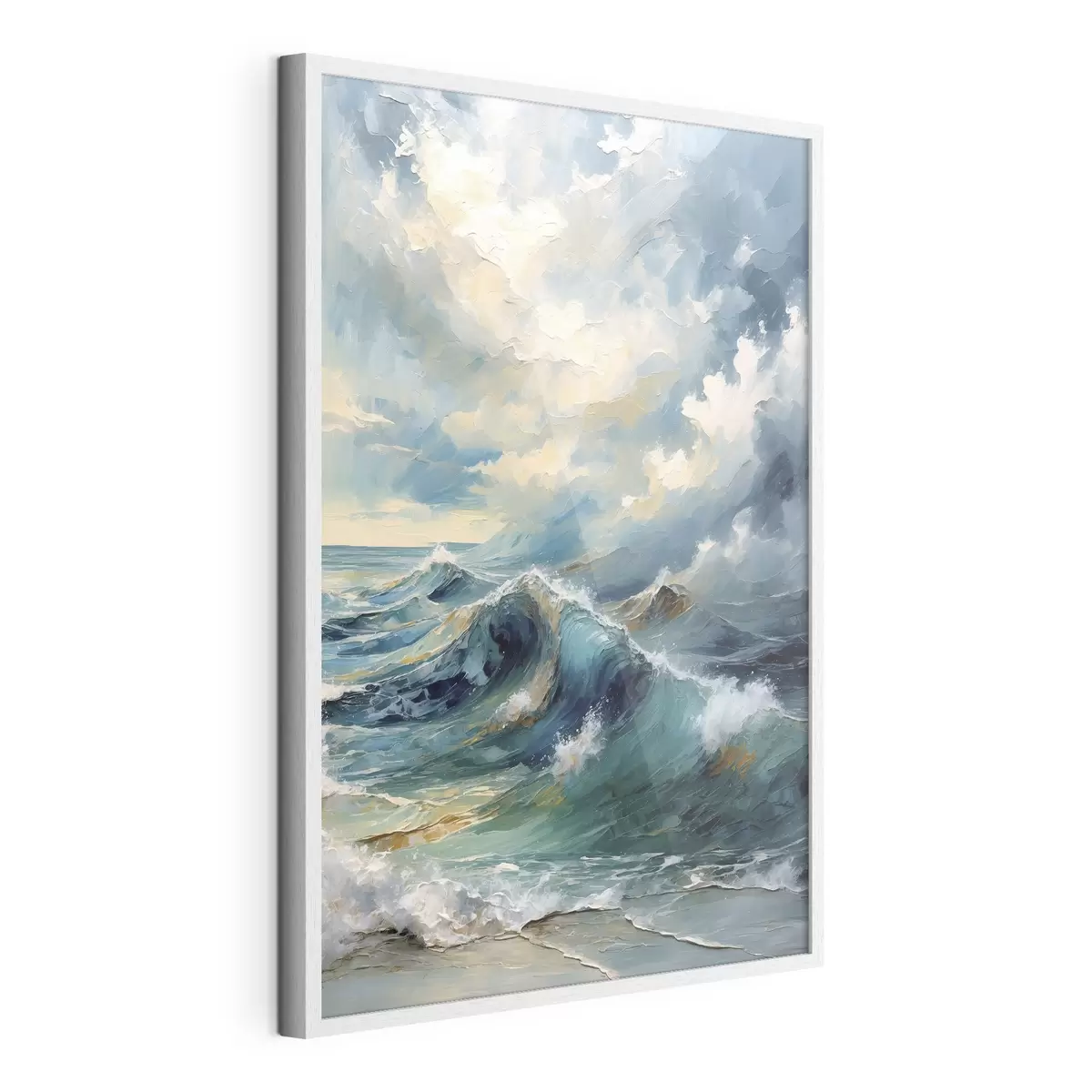 Poster Onde del mare sotto un cielo nuvoloso e luminoso f47275