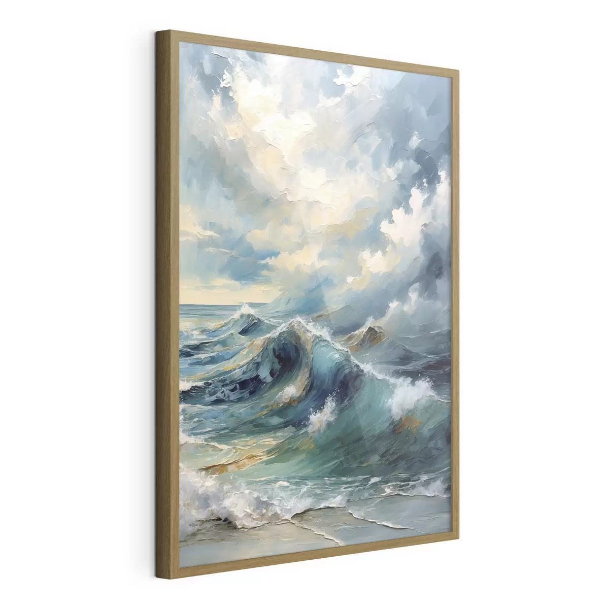 Poster Onde del mare sotto un cielo nuvoloso e luminoso f47275