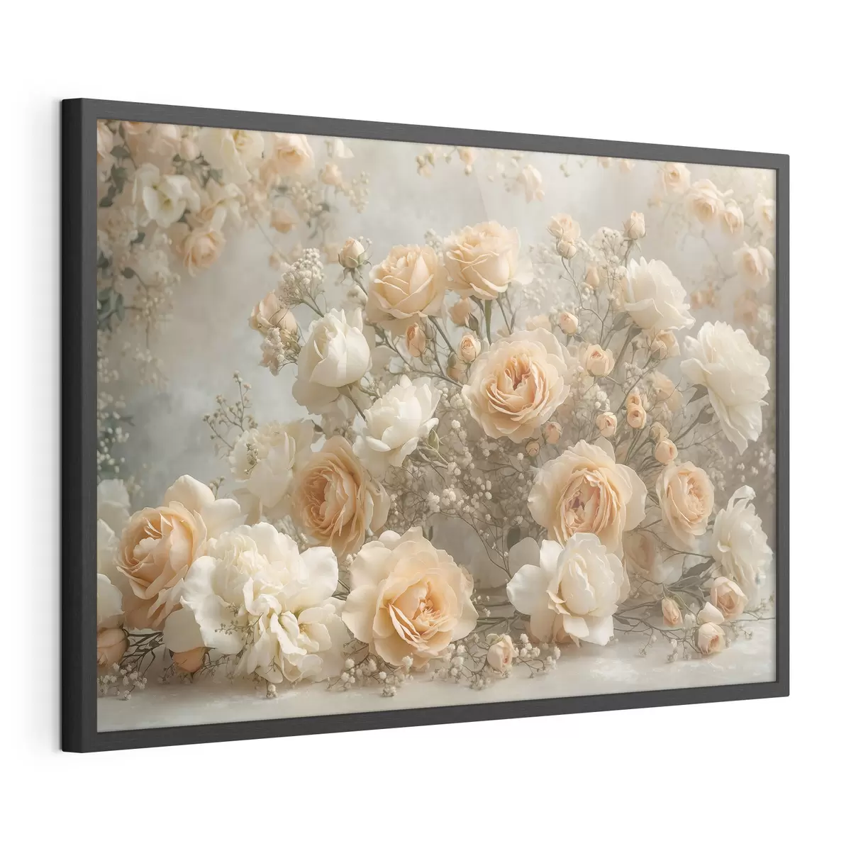 Poster Delicate rose color crema in una grande composizione floreale f47279