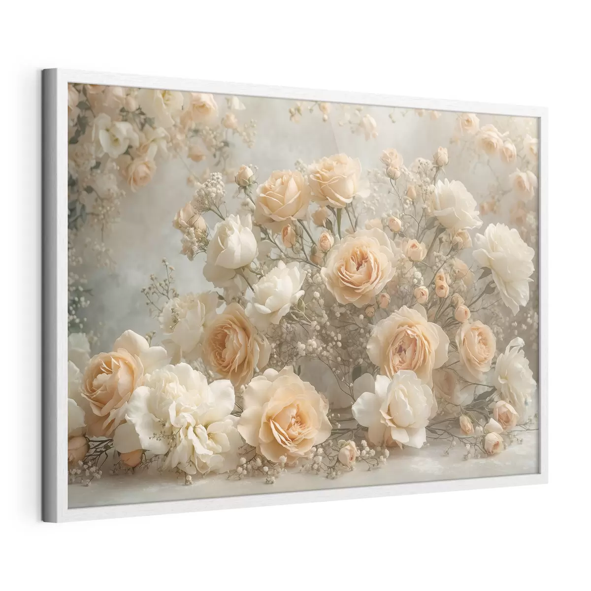 Poster Delicate rose color crema in una grande composizione floreale f47279