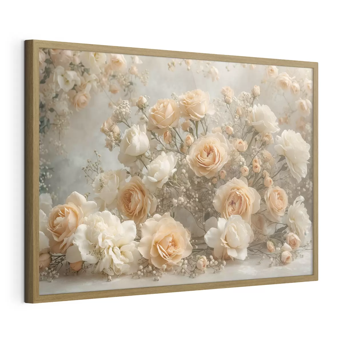 Poster Delicate rose color crema in una grande composizione floreale f47279