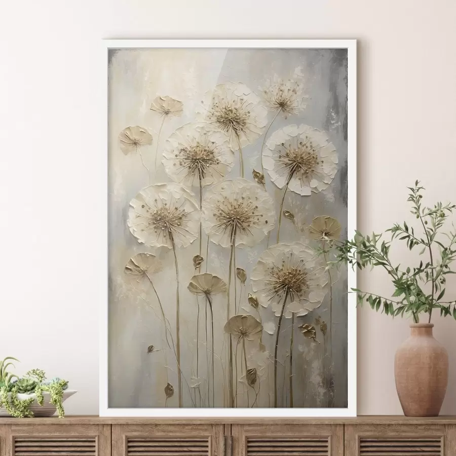 carta da parati Fiori alti color crema su sfondo chiaro nr. f47282