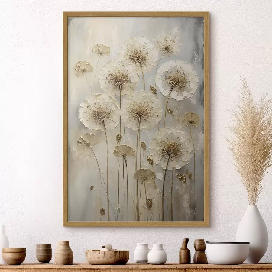 carta da parati Fiori alti color crema su sfondo chiaro nr. f47282