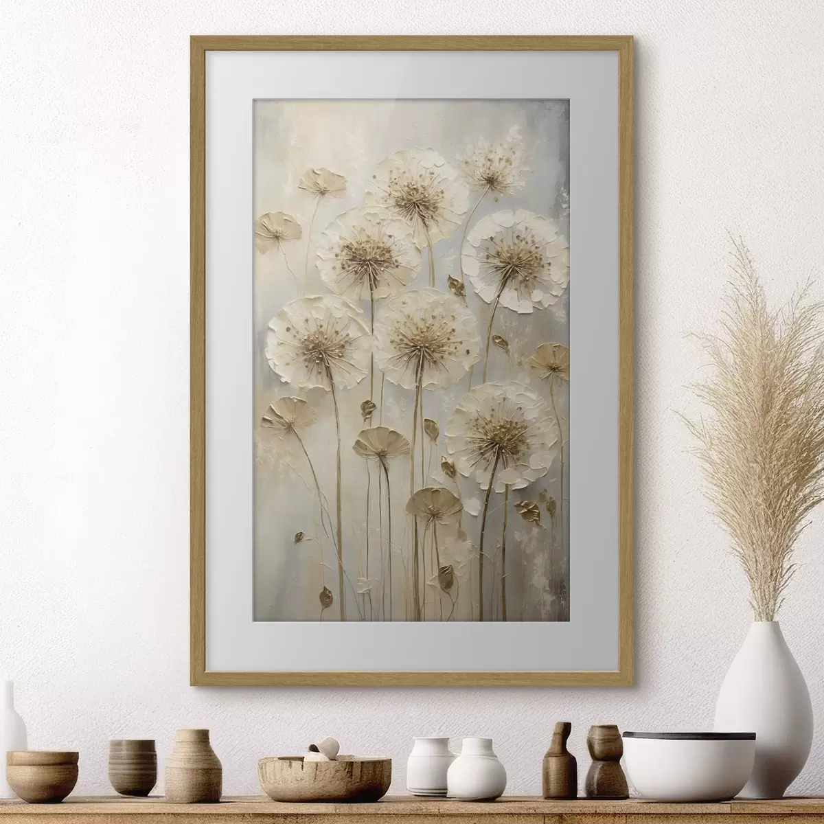 Poster Fiori alti color crema su sfondo chiaro f47282