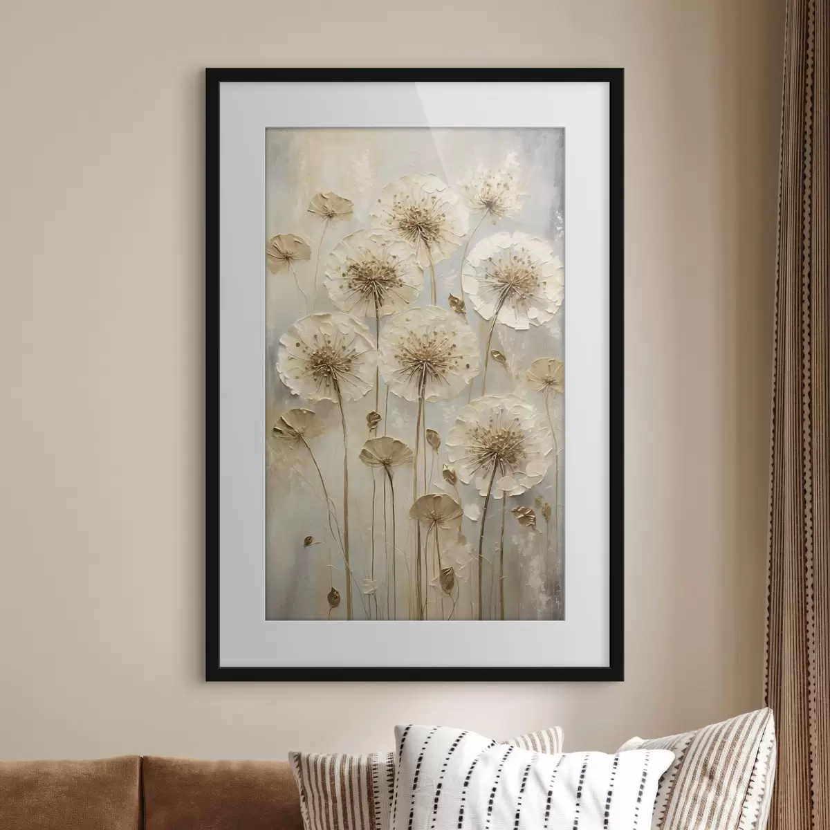 Poster Fiori alti color crema su sfondo chiaro f47282