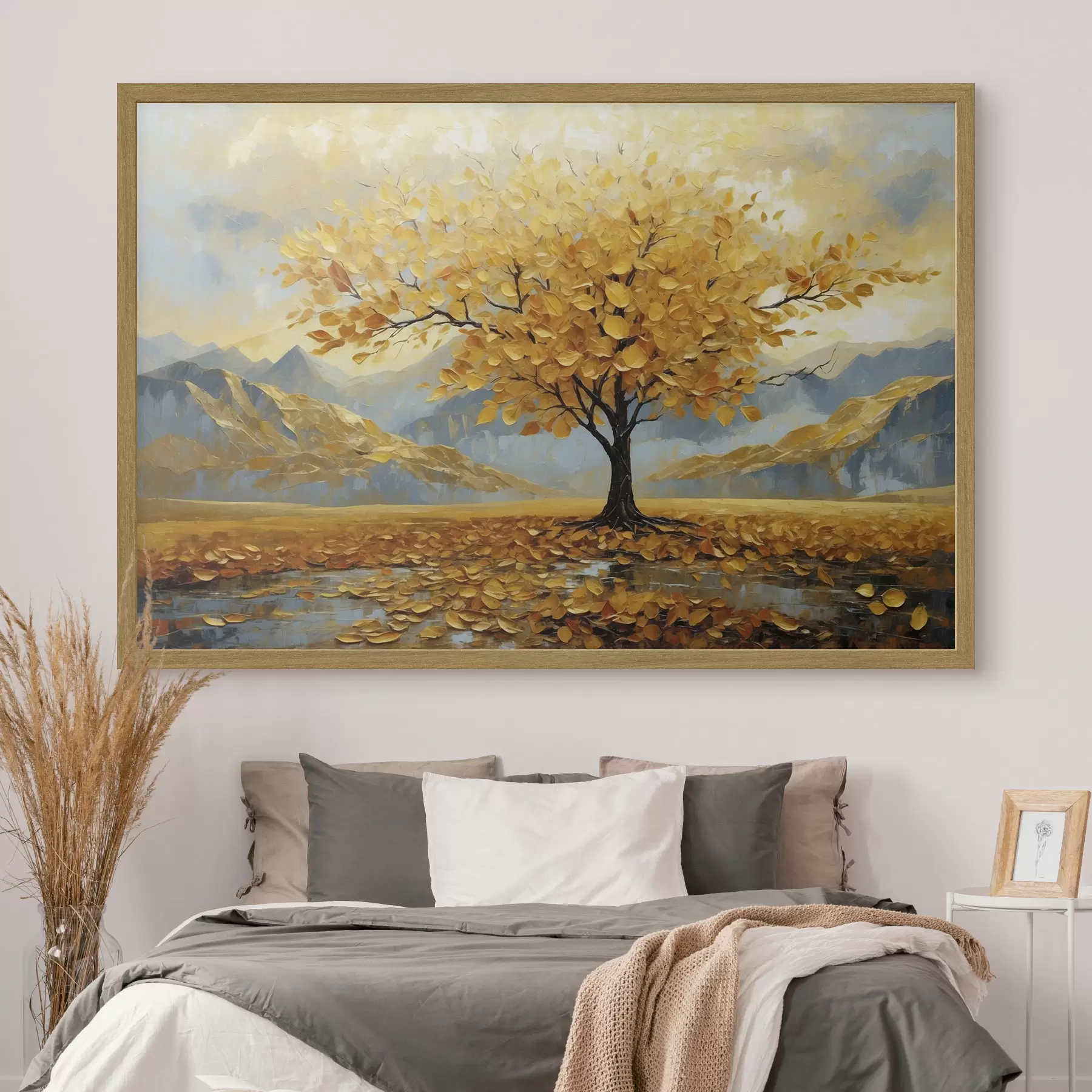 carta da parati Albero con foglie gialle in un paesaggio montano nr. f47285