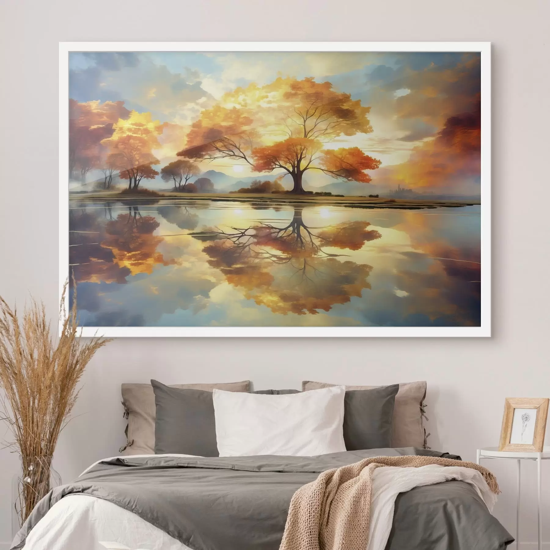 carta da parati Alberi vivaci riflessi nell'acqua nr. f47287