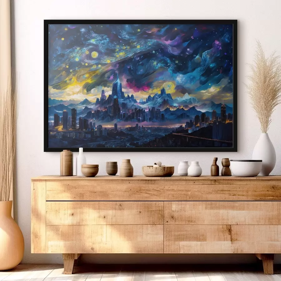 carta da parati Città fantastica sotto un cielo notturno luminoso nr. f47288